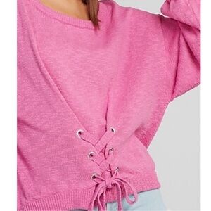 NEW Express Pink Cotton Balloon Sleeve pullover sweater women size XXS